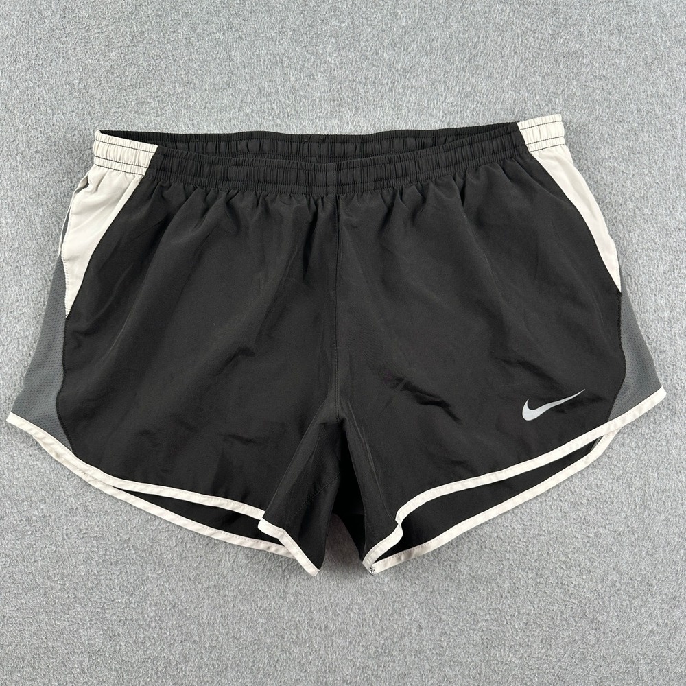 Nike Shorts Womens Large Dri-Fit Black White Running Activewear